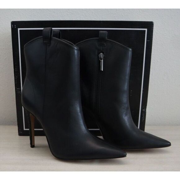 Karl Lagerfeld Women's Sz 5M Black Smooth Leather Embellished Ankle Boots - Picture 1 of 14